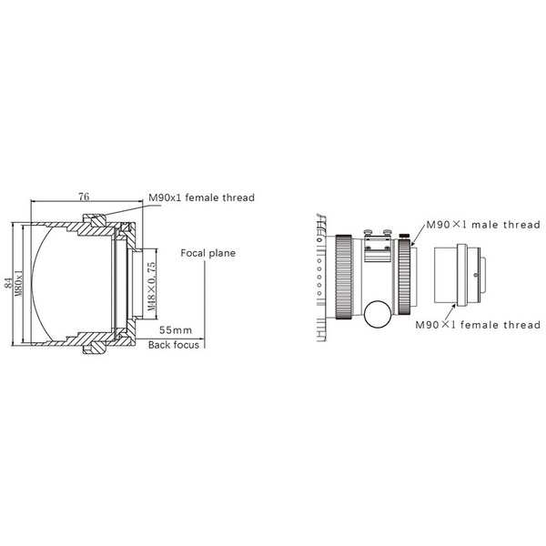 Omegon Reducer 0,7x voor 108/600 Vijfling APO