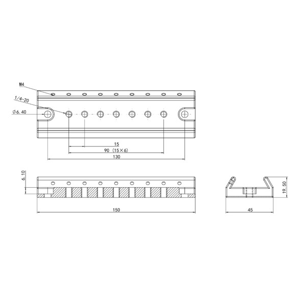 Omegon zoeker montagerail voor 108/600 Vijfling APO