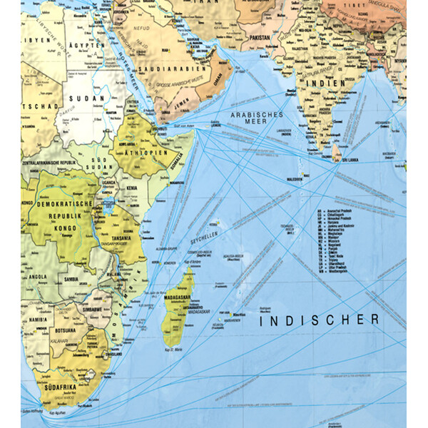Bacher Verlag Wereldkaart Reiseweltkarte (138x98)