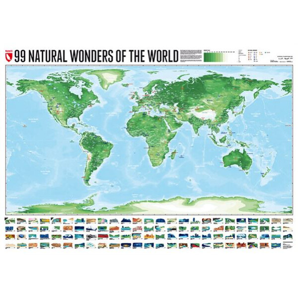 Marmota Maps Wereldkaart 99 Naturral Wonders (100x70)