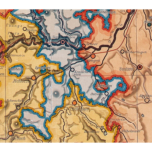 Kastanea Regionale kaart Historische Baden-Württembergkarte von 1910 (85 x 96 cm)