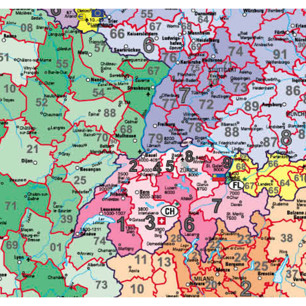Stiefel continentkaart Europa postcode (97 x 119 cm)