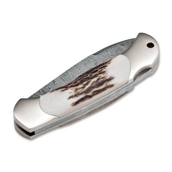 Böker Messen Scout Speerpunt Staghorn Damascus
