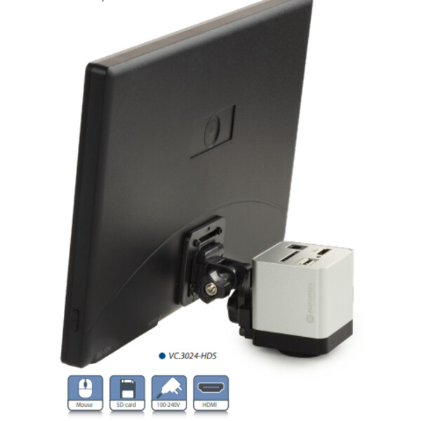 Euromex HD-Mini camera met scherm, VC.3024-HDS, kleur, CMOS, 1/2.8, 2MP, HDMI