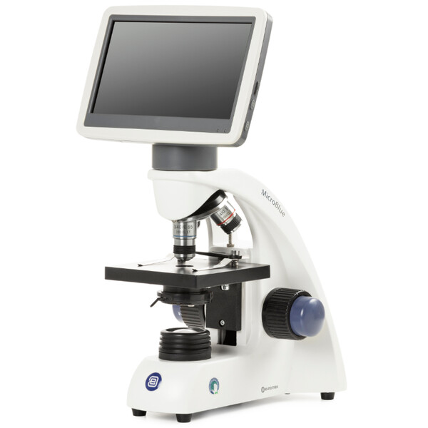 Euromex Microscoop MicroBlue, MB.1001-LCD, 5.6 inch LCD Bildschirm, Achr. 4/10/S40x Objektive, DIN 35mm perf., 40x - 400x, LED, 1W, einfacher Objekttisch