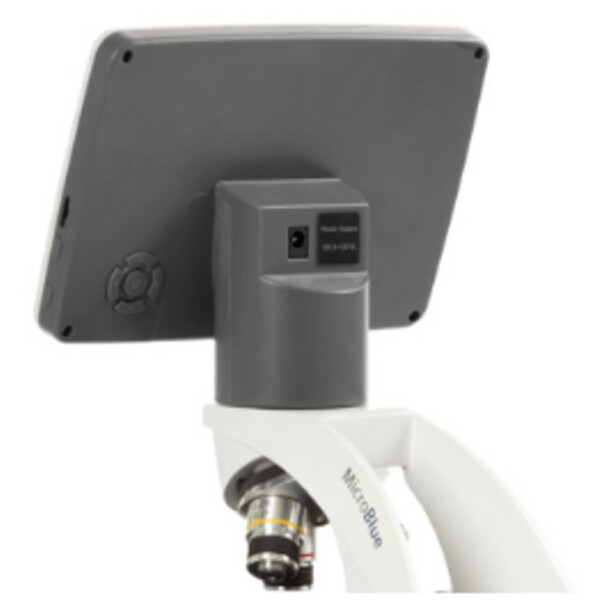 Euromex Microscoop MicroBlue, MB.1051-LCD, 5,6 inch LCD-scherm, achr. 4/10/S40x lenzen, DIN 35mm perf., 40x - 400x, LED, 1W, Kruistafel