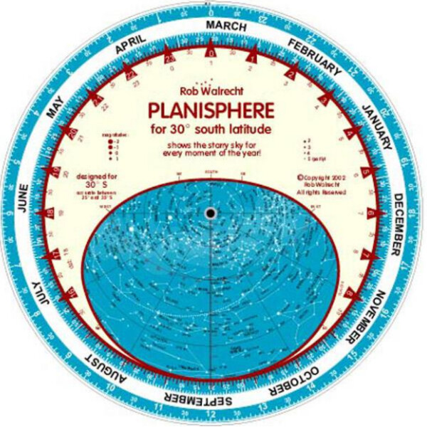 Rob Walrecht Sterrenkaart planisferio 30°S 25cm