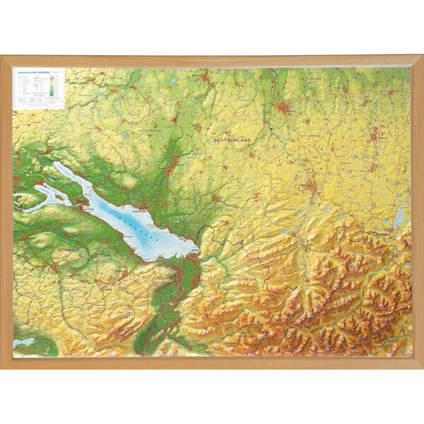 Georelief Regionale kaart Allgäu Bodensee 3D Reliefkarte (77 x 57 cm)
