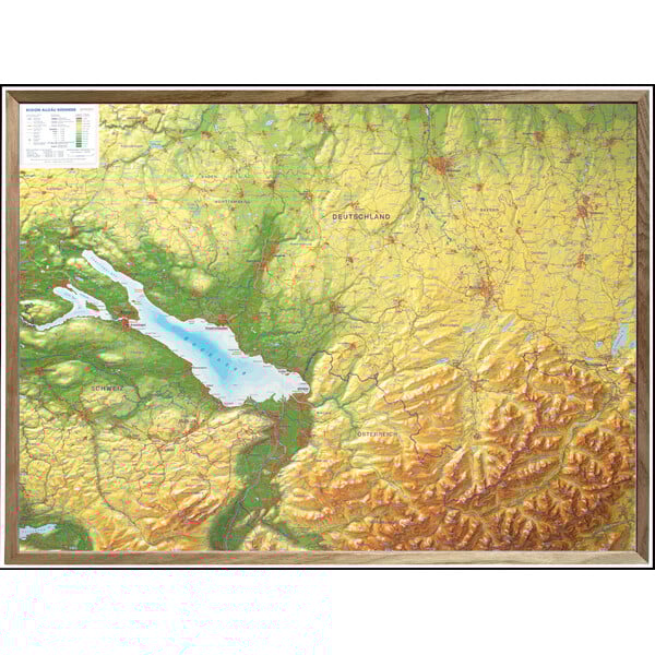 Georelief Regionale kaart Allgäu Bodensee 3D Reliefkarte (77 x 57 cm)