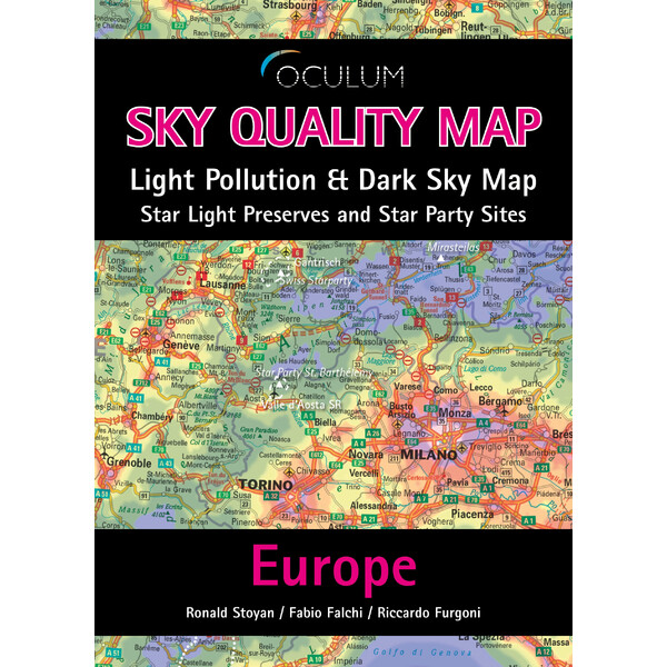 Oculum Verlag continentkaart Sky Quality Map Europe