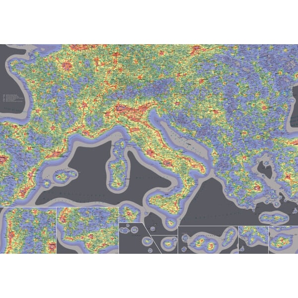 Oculum Verlag continentkaart Sky Quality Map Europe