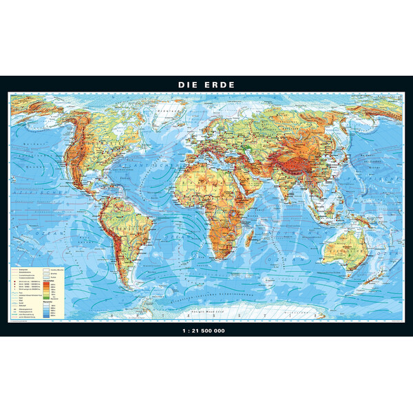 PONS Wereldkaart Die Erde physisch und politisch (158 x 97 cm)