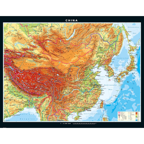 PONS Kaart China physisch (203 x 156 cm)