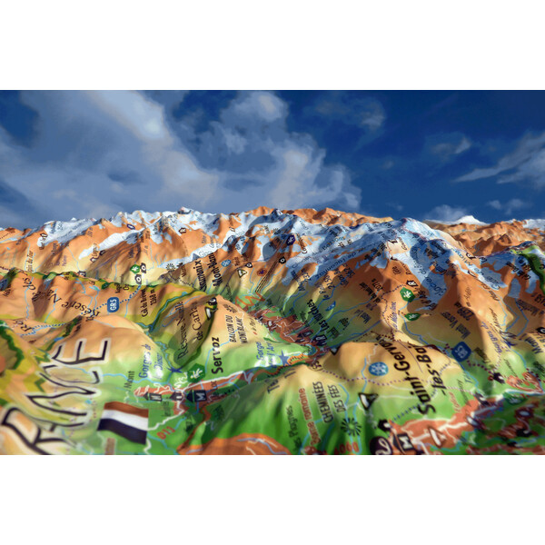 3Dmap Regionale kaart Massif du Mont Blanc (41 cm x 61 cm)