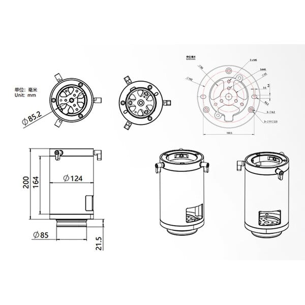 ZWO Zuilverlenging PE200 column extension