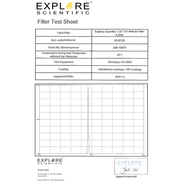 Explore Scientific Filters SII 6,5nm 1,25"