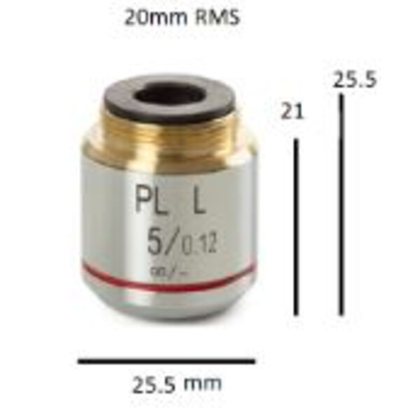 Euromex objectief BS.8105, Plan PL 5x/0.12, w.d. 26.1 mm, oneindig (bScope)