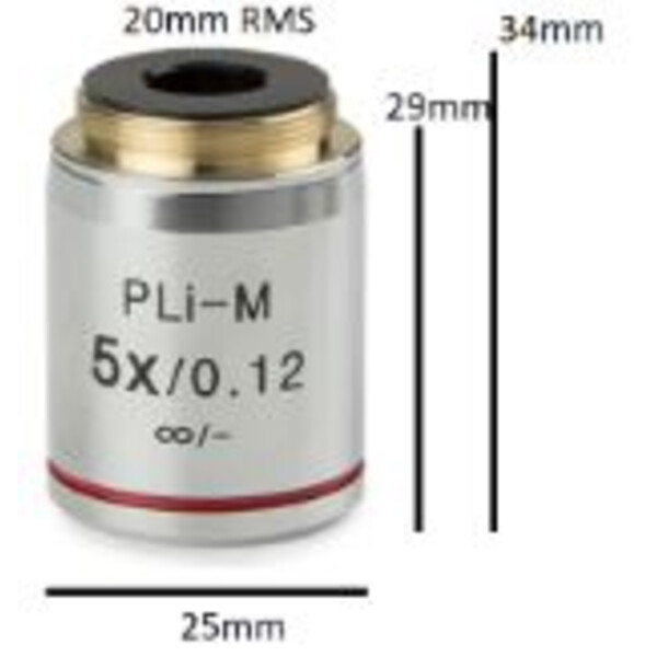 Euromex objectief IS.8105, Plan PL 5x/0.12, w.d. 15.5 mm, oneindig, cov glas -(bScope)