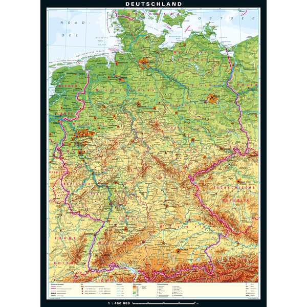 PONS Kaart Duitsland fysiek (162 x 219 cm)