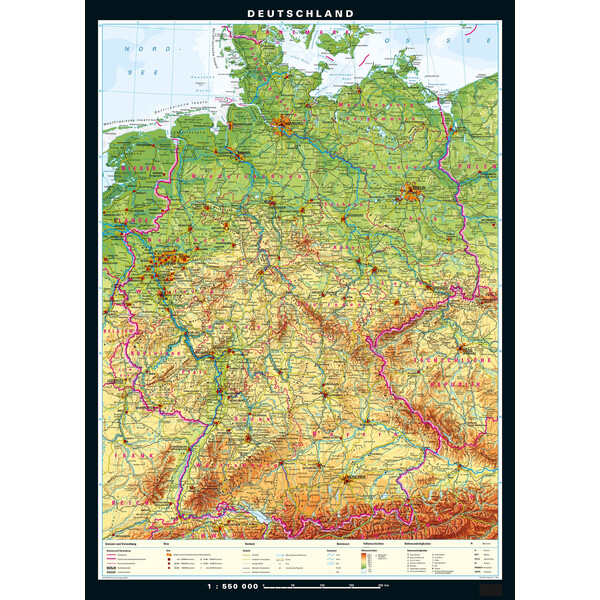 PONS Kaart Duitsland fysiek en politiek (133 x 186 cm)