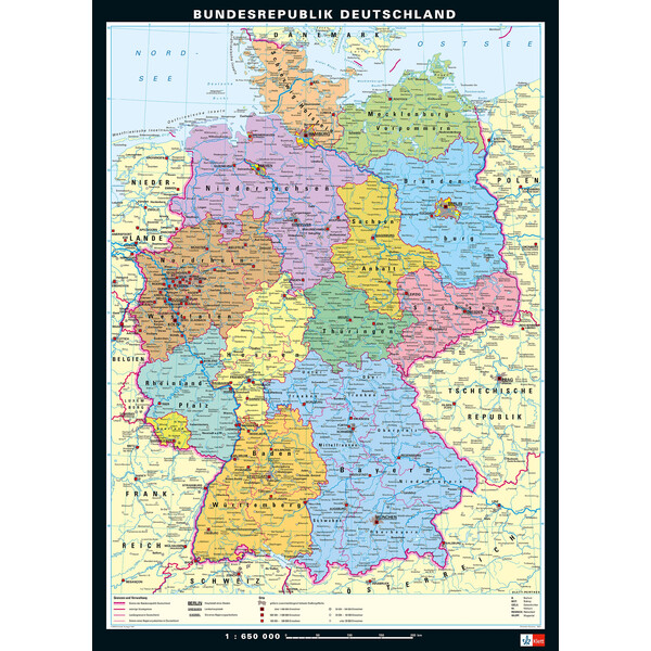PONS Kaart Duitsland fysiek en politiek (113 x 157 cm)