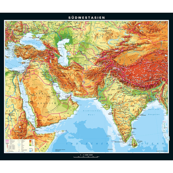 PONS Regionale kaart Südwestasien physisch (205 x 172 cm)