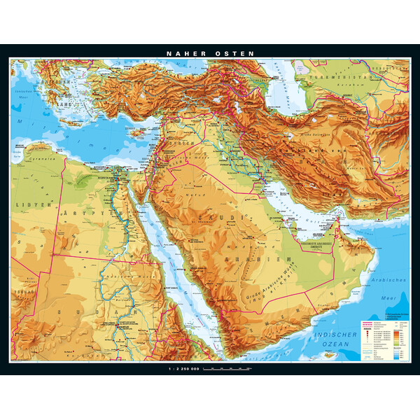 PONS Regionale kaart Fysiek Midden-Oosten (203 x 158 cm)