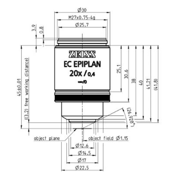ZEISS Objectief EC Epiplan 20x/0.4 M27