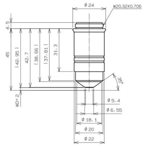 Evident Olympus Objectief Objektiv LUMPLFLN60XW/1.0, w.d.2 mm