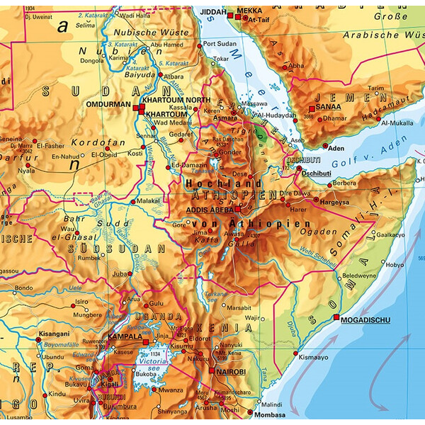 PONS continentkaart Afrika fysiek (157 x 206 cm)