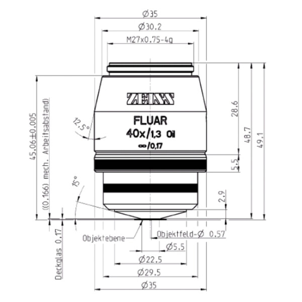 ZEISS Objectief Objektiv Fluar 40x/1,30 Oil incl., wd=0,16mm