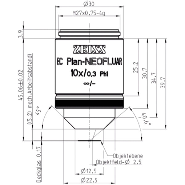 ZEISS Objectief EC Plan-Neofluar, Ph1, 10x/0.3 wd=5.2mm
