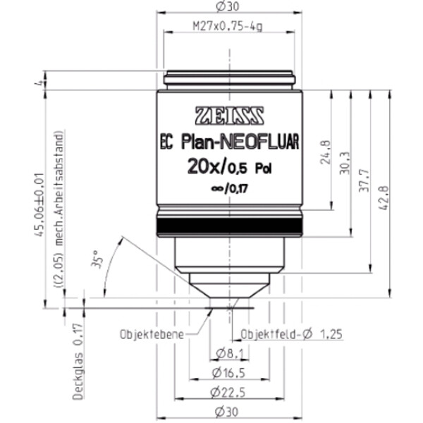 ZEISS Objectief Objektiv EC Plan-Neofluar, POL, 20x/0,50 wd=2,0mm