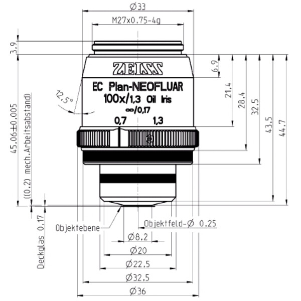 ZEISS Objectief Objektiv EC Plan-Neofluar, Iris, 100x/1,30 Oil,  wd=0,20mm