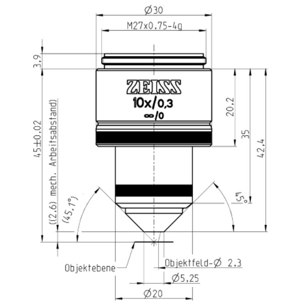 ZEISS Objectief W N-Achroplan 10x/0.3 wd=2.6mm