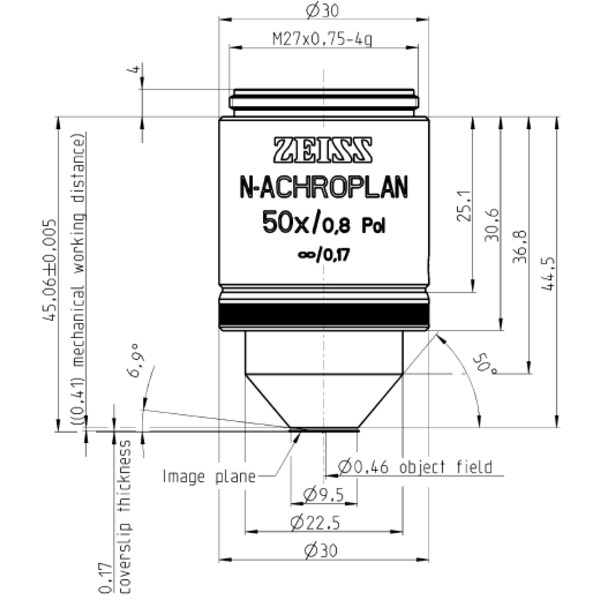 ZEISS Objectief Objektiv N-Achroplan 50x/0,8 Pol wd=0,41mm