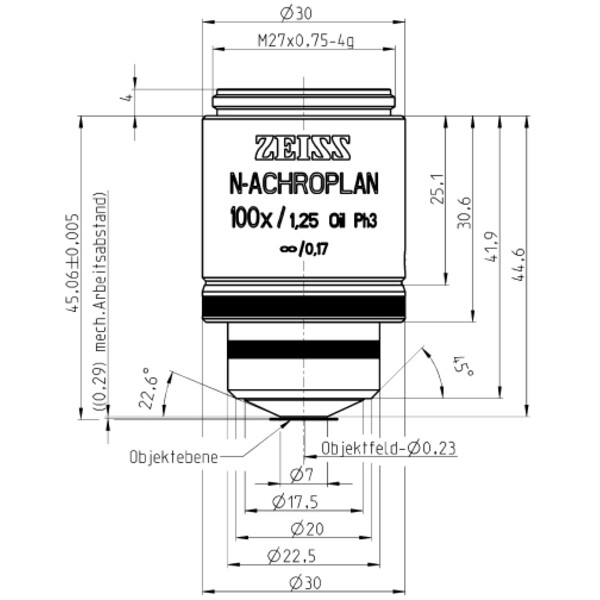 ZEISS Objectief Objektiv N-Achroplan 100x/1,25 Oil Ph3 wd=0,29mm