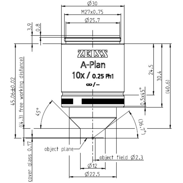 ZEISS Objectief A-Plan 10x/0.25 Ph1 wd=4.3mm