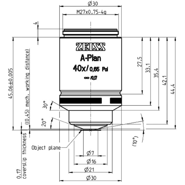 ZEISS Objectief A-Plan 40x/0.65 Pol wd=0.45mm