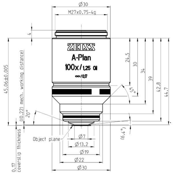 ZEISS Objectief A-Plan 100x/1.25 Olie wd=0.22mm