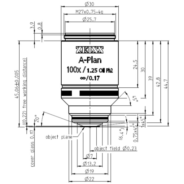 ZEISS Objectief Objektiv A-Plan 100x/1,25 Oil Ph2 wd=0,22mm