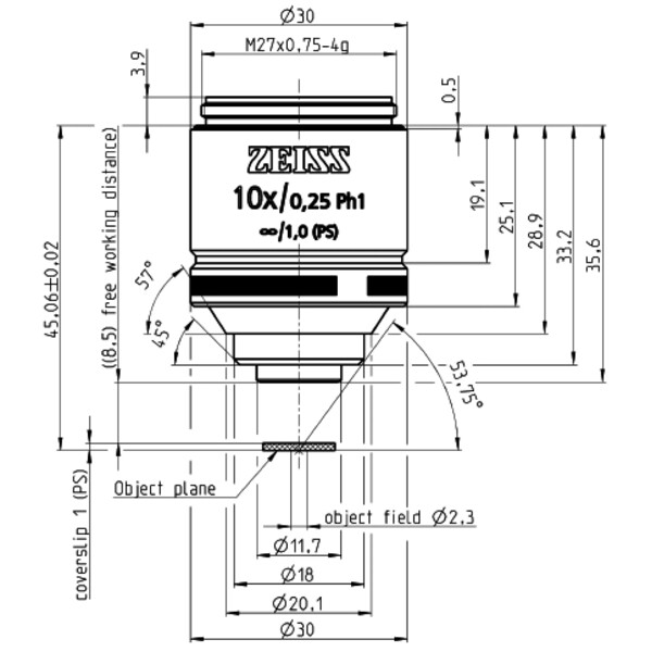 ZEISS Objectief LD A-Plan 10x/0.25 Ph1 wd=8.5mm