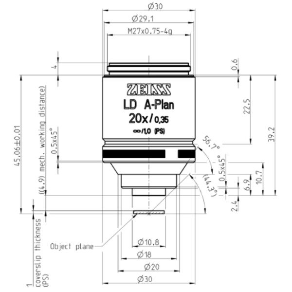 ZEISS Objectief Objektiv LD A-Plan 20x/0,35 wd=4,9mm