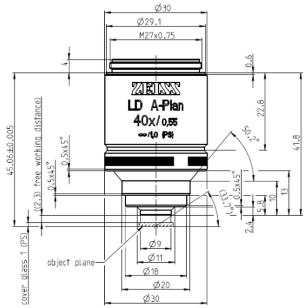 ZEISS Objectief LD A-Plan 40x/0.55 wd=2.3mm