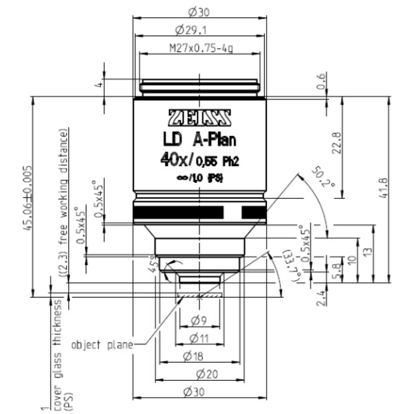 ZEISS Objectief LD A-Plan 40x/0.55 Ph2 wd=2.3mm