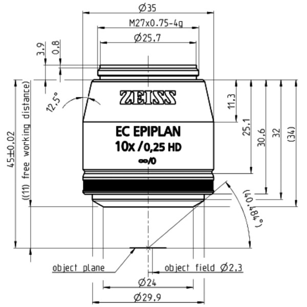 ZEISS Objectief EC Epiplan 10x/0.25 HD wd=11.0mm