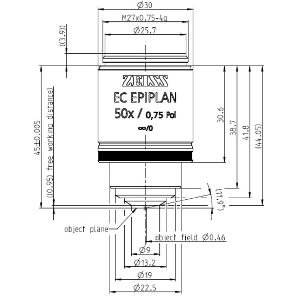 ZEISS Objectief EC Epiplan 50x/0.75 Pol wd=1.0mm