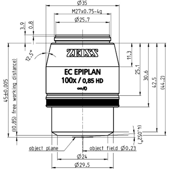 ZEISS Objectief EC Epiplan 100x/0.85 HD wd=0.87mm