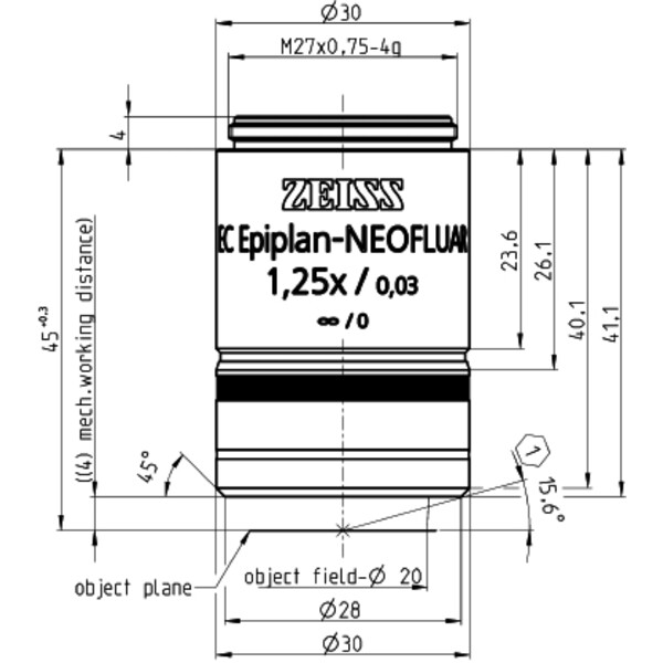 ZEISS Objectief Objektiv EC Epiplan-Neofluar 1,25x/0,03 wd=4,0mm