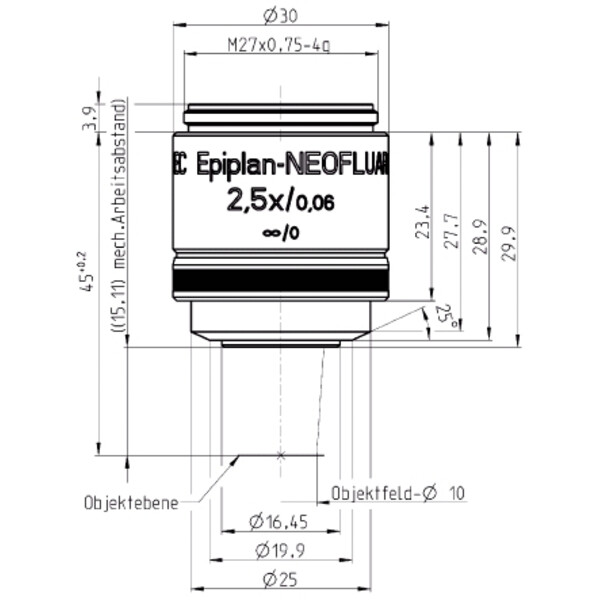 ZEISS Objectief EC Epiplan-Neofluar 2.5x/0.06 wd=15.1mm